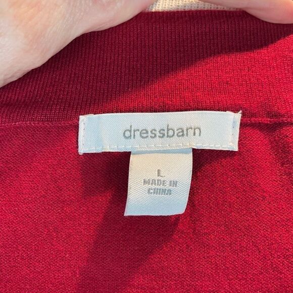 Pre-Owned Dressbarn Red 3/4 Sleeve Sweater Featuring Stitch Pattern Size L - Picture 6 of 6